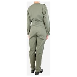 SéZane-Olive green belted cotton jumpsuit - size UK 12-Green
