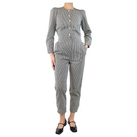 Autre Marque Black and white structured pinstripe jumpsuit - size UK 8 Black