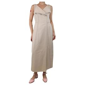 Autre Marque-Neutral sleeveless canvas contrast-stitched maxi dress - size UK 12-Other