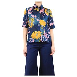 Dries Van Noten Camicia stampata in tie-dye blu e giallo - taglia UK 8 Blu