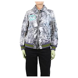 Gucci-Ghost graffiti bomber jacket - size UK 8-Grey
