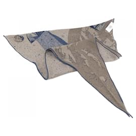 Hermès-Hermes Silk and Cashmere Stole-Brown,Navy blue