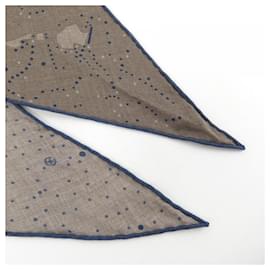 Hermès-Hermes Silk and Cashmere Stole-Brown,Navy blue