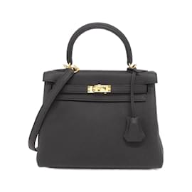 Hermès-Sac à main Hermes Kelly 25 cm-Noir