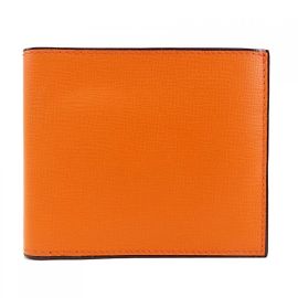 Valextra Bi-Fold Leather Wallet Orange