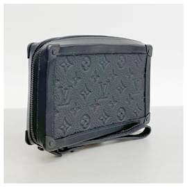 Louis Vuitton-Louis Vuitton Clutch Bag Taurillon Soft Trunk M68986 Noir-Black