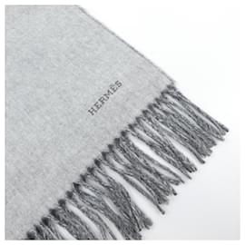 Hermès-Hermes Gray Cashmere Shawl-Brown