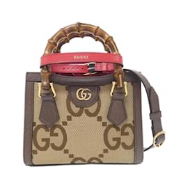 Gucci-Gucci Diana GG Canvas Handbag-Brown,Camel