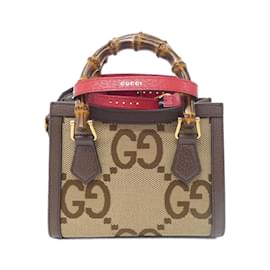 Gucci-Gucci Diana GG Canvas Handbag-Brown,Camel