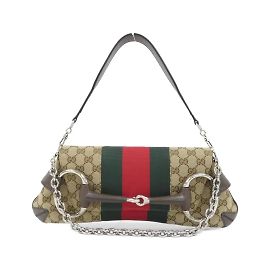 Bolsa de Ombro Gucci GG Canvas Marrom Bege