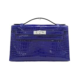 Hermès-Hermes Pochette Kelly Handbag-Blue