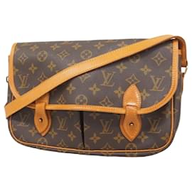 Louis Vuitton-Bolsa de Ombro Gibessier MM Monograma Louis Vuitton-Marrom