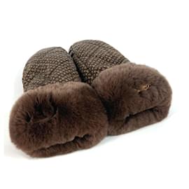 Louis Vuitton-Louis Vuitton Monogram Fur Morphle Igloo Mitten Gloves-Brown