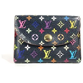 Louis Vuitton Monogram Multicolor Card Case Black Multiple colors