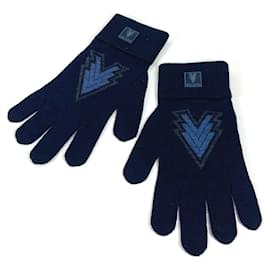 Louis Vuitton-Louis Vuitton Navy Wool Short Gloves-Navy blue