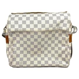 Louis Vuitton-Bolsa de Ombro Louis Vuitton Damier Azur Naviglio-Branco
