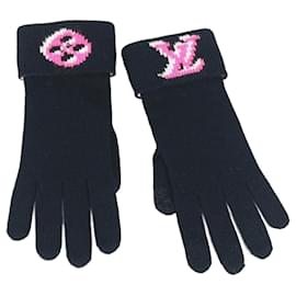Louis Vuitton-Louis Vuitton Logo Gon 3D Monogram Gloves-Black,Pink