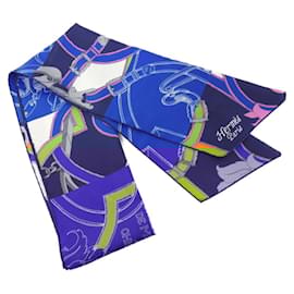 Hermès-Hermes Maxi Twilly Rouleau Scarf-Blue