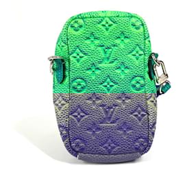 Louis Vuitton-Pochete Dupla para Telefone Taurillon Illusion Louis Vuitton-Azul,Verde