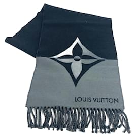 Louis Vuitton-Louis Vuitton Bicolor Wool Cashmere Stole-Brown,Black