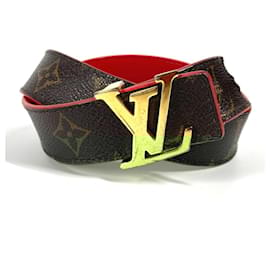 Louis Vuitton-Ceinture réversible Monogram Santur de Louis Vuitton-Marron,Rouge