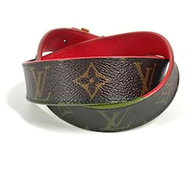 Louis Vuitton-Ceinture réversible Monogram Santur de Louis Vuitton-Marron,Rouge