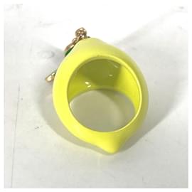 Louis Vuitton-Louis Vuitton Berg LV Fruit Lemon Enamel Band Ring-Yellow
