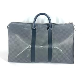 Louis Vuitton-Bolsa Louis Vuitton Damier Carbon Keepall 45-Marrom,Preto