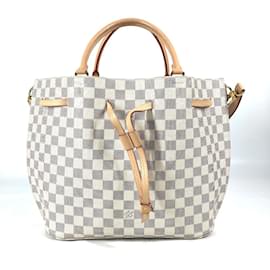 Louis Vuitton-Bolsa de Ombro Girolata Damier Azur da Louis Vuitton-Rosa,Branco