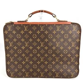 Louis Vuitton-Bolsa de Mão Poche Document Monogram Louis Vuitton-Marrom,Monograma