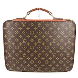 Louis Vuitton-Bolsa de Mão Poche Document Monogram Louis Vuitton-Marrom,Monograma