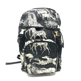 Prada 2VZ135 Animal Print Backpack Black White