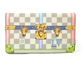 Louis Vuitton-Pochette Trunk de Verão Damier Azur Louis Vuitton-Rosa,Branco