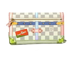 Louis Vuitton-Pochette Trunk de Verão Damier Azur Louis Vuitton-Rosa,Branco