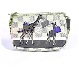 Louis Vuitton-Mini Pochette Giraffe Damier Azur Louis Vuitton-Rosa,Branco