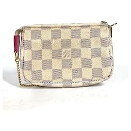 Louis Vuitton-Mini Pochette Giraffe Damier Azur Louis Vuitton-Rosa,Branco