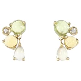 Autre Marque-Vendome Aoyama Color Stone Stud Earrings-Yellow