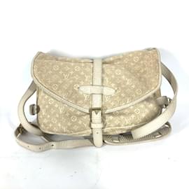 Louis Vuitton-Bolsa de Ombro Mini Saumur 30 Monograma Louis Vuitton-Bege,Outro