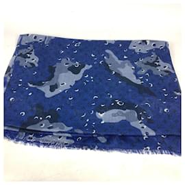 Louis Vuitton-Louis Vuitton Monogram Camouflage Stole-Blue