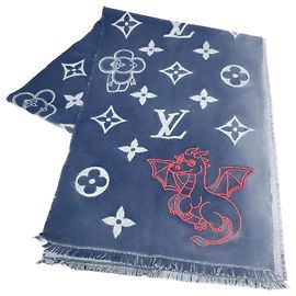Fransen-Schal Vivienne Dragonne von Louis Vuitton Rot Marineblau