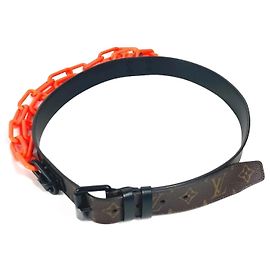 Louis Vuitton Monogram Santur Signature Chain Belt Brown Orange