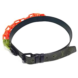 Louis Vuitton-Ceinture Chaîne Santur Signature Monogram Louis Vuitton-Marron,Orange
