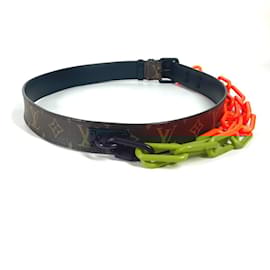 Louis Vuitton-Cinto de Cadeia Santur Signature Monograma Louis Vuitton-Marrom,Laranja