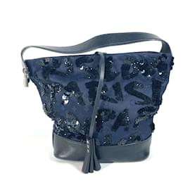 Louis Vuitton-Bolsa de Ombro Louis Vuitton Monogram Satin NN14 Sequin Spotlight GM-Preto,Azul marinho