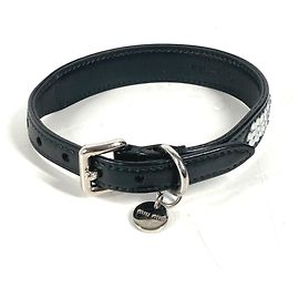 Coleira de cachorro com strass Miu Miu Preto