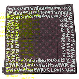 Louis Vuitton-NINE SCARF LOUIS VUITTON LIMITED EDITION GRAFFITI MONOGRAM STEPHEN SPROUSE GREEN-Brown