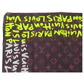 Louis Vuitton-NINE SCARF LOUIS VUITTON LIMITED EDITION GRAFFITI MONOGRAM STEPHEN SPROUSE GREEN-Brown