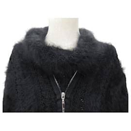 Chanel-NEW CHANEL SWEATER ZIP P33519 IN BLACK ANGORA WOOL SIZE 36 BLACK SWEAT-Black