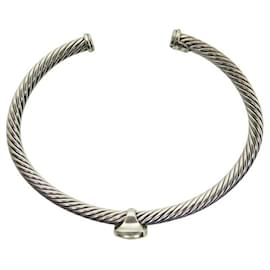 David Yurman-BRACELET DAVID YURMAN PETITE CHATELAINE 16 ARGENT 925 GRENAT BANGLE STRAP-Argenté