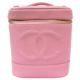 BOLSA DE MÃO VINTAGE CHANEL VANITY COURO CAVIAR ROSA Rosa
